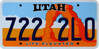UT license plate Z222LO