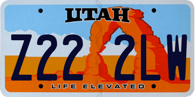 UT license plate Z222LW