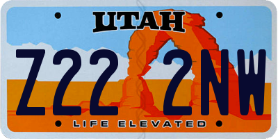 UT license plate Z222NW