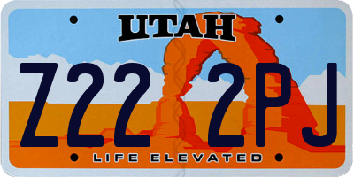 UT license plate Z222PJ