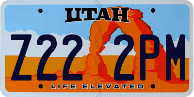 UT license plate Z222PM