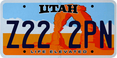 UT license plate Z222PN