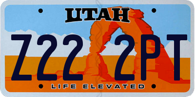 UT license plate Z222PT