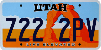 UT license plate Z222PV