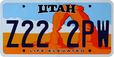 UT license plate Z222PW