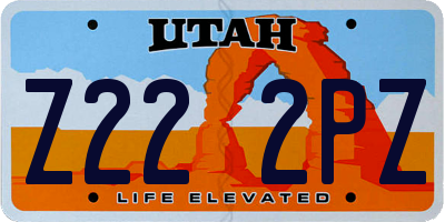 UT license plate Z222PZ