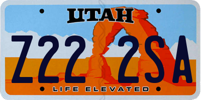 UT license plate Z222SA