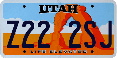 UT license plate Z222SJ
