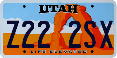UT license plate Z222SX