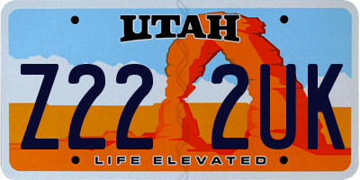 UT license plate Z222UK