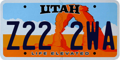 UT license plate Z222WA