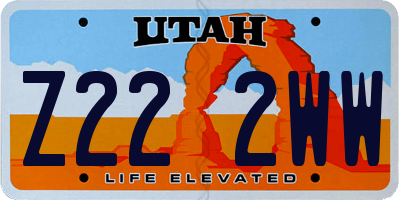 UT license plate Z222WW