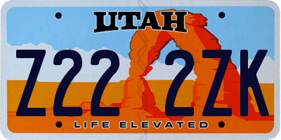 UT license plate Z222ZK