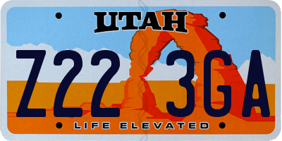 UT license plate Z223GA