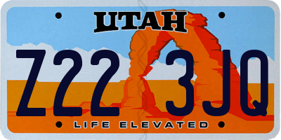 UT license plate Z223JQ