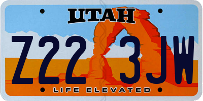 UT license plate Z223JW