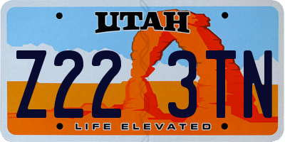 UT license plate Z223TN