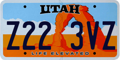 UT license plate Z223VZ