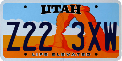 UT license plate Z223XW