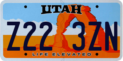 UT license plate Z223ZN