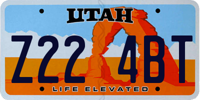 UT license plate Z224BT