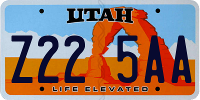 UT license plate Z225AA