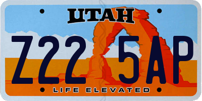 UT license plate Z225AP
