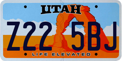 UT license plate Z225BJ