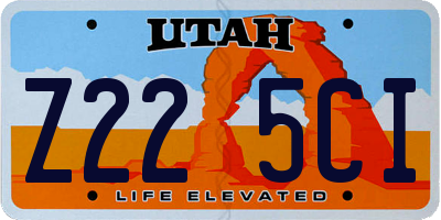 UT license plate Z225CI