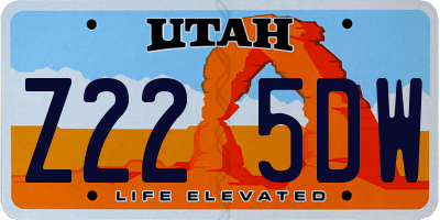 UT license plate Z225DW