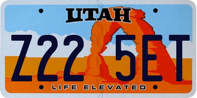 UT license plate Z225ET