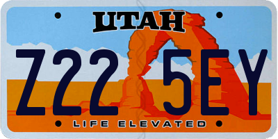 UT license plate Z225EY