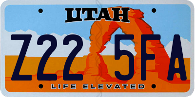 UT license plate Z225FA