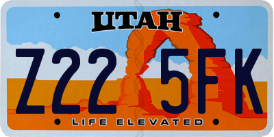 UT license plate Z225FK