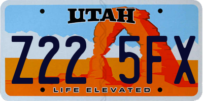 UT license plate Z225FX