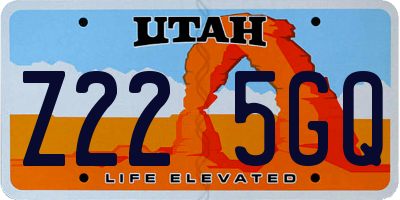 UT license plate Z225GQ
