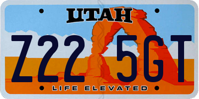 UT license plate Z225GT