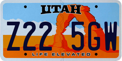 UT license plate Z225GW