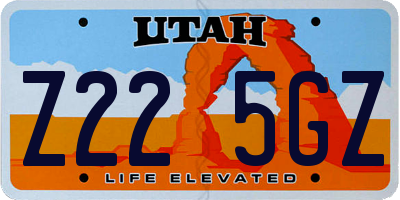 UT license plate Z225GZ