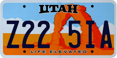 UT license plate Z225IA