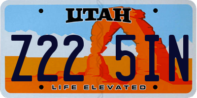 UT license plate Z225IN