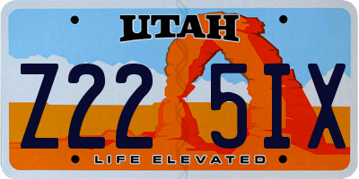 UT license plate Z225IX