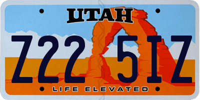 UT license plate Z225IZ