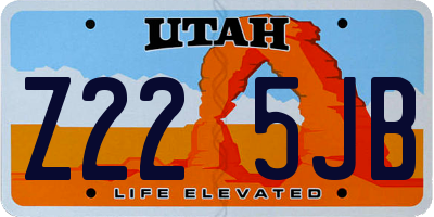 UT license plate Z225JB