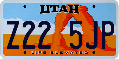 UT license plate Z225JP
