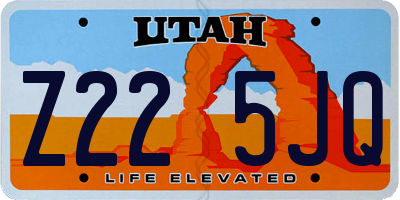 UT license plate Z225JQ