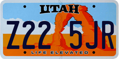 UT license plate Z225JR