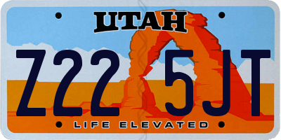UT license plate Z225JT