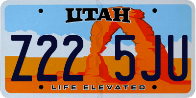 UT license plate Z225JU