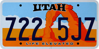 UT license plate Z225JZ